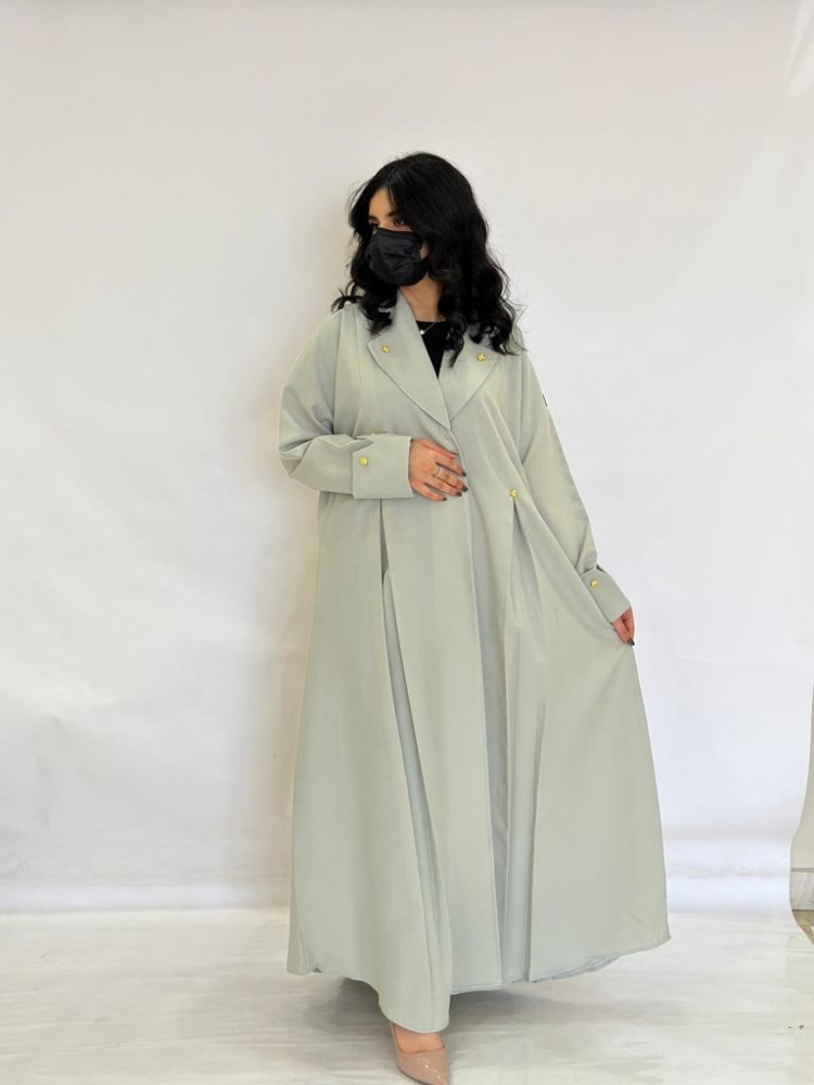 مارينا للعبايات - عباية كريب كتان لون فستقي - الصورة 3