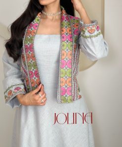 Alternative view of جولينا  - جلابية قطعتين سماوي مطرزة