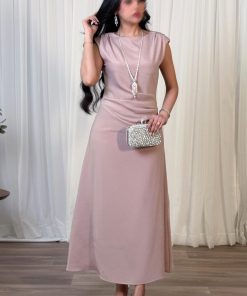 اكتان - فستان درابيه بتأثير ثنيات لون بنفسجي فاتح