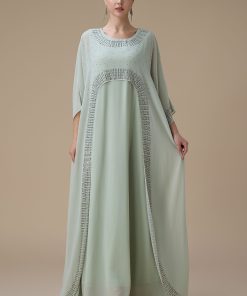 اكتان - جلابية طويلة اخضر فاتح واسعة بقطعتين