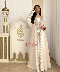 Alternative view of جولينا  - جلابية بيج بتطريز ملون