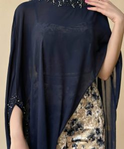 Alternative view of اكتان - جمبسوت مخملي بطبعة زهور بوشاح كامل