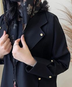 مارينا للعبايات - عباية كريب كتان اسود