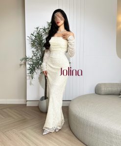 جولينا - فستان لامع سكري Sparkle Cream