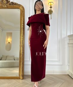 جولينا - فستان جوخ عودي بتطريز كريستال