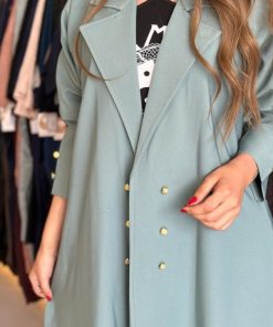 مارينا للعبايات - عباية لون تيفاني بازرار ذهبيه.