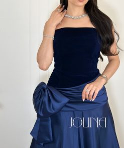 Alternative view of جولينا - فستان كحلي مخملي بفيونكة