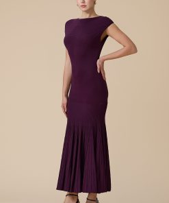 Alternative view of اكتان - فستان موف طويل بأكمام قصيرة