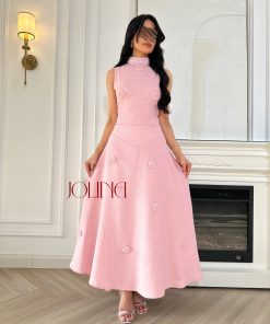 جولينا - طقم وردي بتطريز ناعم