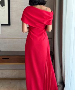 Alternative view of اكتان - فستان ماكسي بكسرات جانبية لون احمر