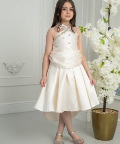 لورا فاشن - فستان بناتي أبيض أنيق بتصميم فاخر للمناسبات