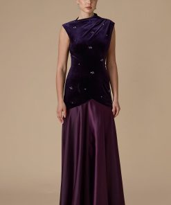 اكتان - فستان موف طويل بدون أكمام