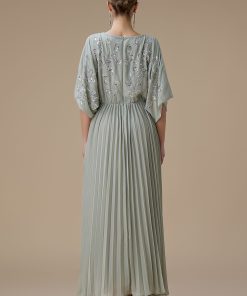 Alternative view of اكتان - جلابية بليسيه طويلة لون اخضر فاتح