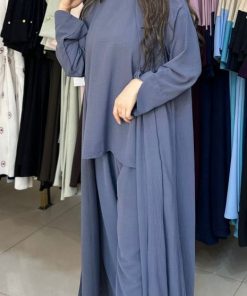 Alternative view of مارينا للعبايات - طقم عبايه 3 قطع لون سماوي