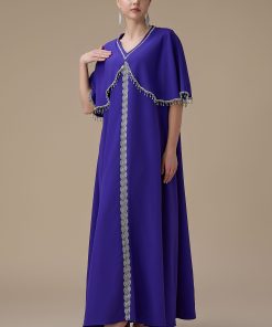 Alternative view of اكتان - جلابية أنيقة بنفسجي فاتح بتطريز فضي