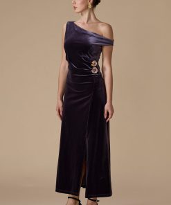 اكتان - فستان بنفسجي ماكسي بكتف واحد