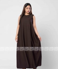 Alternative view of دار امتنان - فستان تحت العباية لف باللون البني -2051