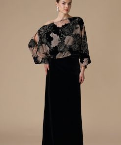 اكتان - فستان اسود طويل مخمل