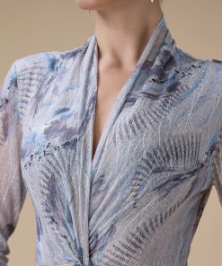 Alternative view of اكتان - فستان رصاصي طويل بأكمام طويلة بطبعة زهور