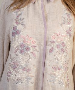 Alternative view of لورا فاشن - جلابية بيج فاتح بتطريز زهري ناعم ولمسة أنثوية راقية