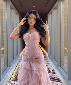 لورا فاشن - فستان لورا الوردي الطبقات الفاخر