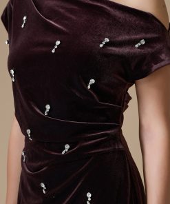 Alternative view of اكتان - فستان بني ماكسي اوف شولدر