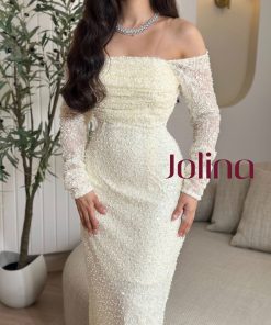 Alternative view of جولينا - فستان لامع سكري Sparkle Cream