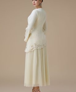 Alternative view of اكتان - فستان طويل بيج بطبقتين بتصميم ناعم