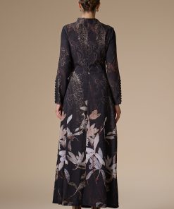 Alternative view of اكتان - فستان بني طويل كريب