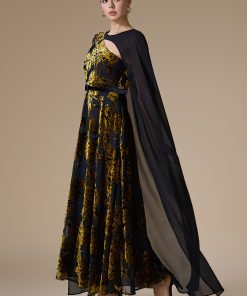 Alternative view of اكتان - فستان اصفر طويل بأكمام كاب