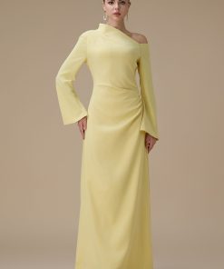 اكتان - فستان طويل اصفر بتصميم كتف واحد