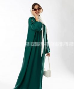 Alternative view of دار امتنان - عباية خضراء بقماش حريري 5027