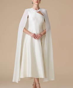 اكتان - فستان سكري ميدي بأكمام كاب