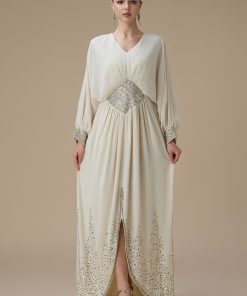 اكتان - جلابية شيفون طويلة سكري