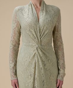 Alternative view of اكتان - فستان اخضر فاتح طويل دانتيل