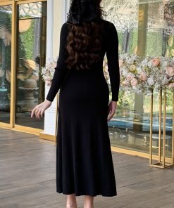 Alternative view of اكتان - فستان ميدي بحياكة مضلعة مزين بأزرار لون موف