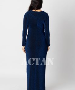 Alternative view of اكتان - فستان جورسيه ماكسي بخصر مزموم لون ازرق