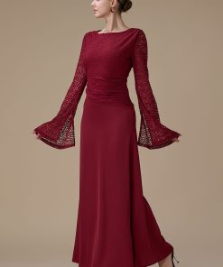 Alternative view of اكتان - فستان برغندي طويل دانتيل