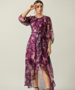 أوبرا فاشن - فستان شيفون ميدي مشجر قماش شيفون