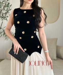 Alternative view of جولينا - فستان سواريه أسود وبيج