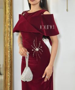 Alternative view of جولينا - فستان جوخ عودي بتطريز كريستال