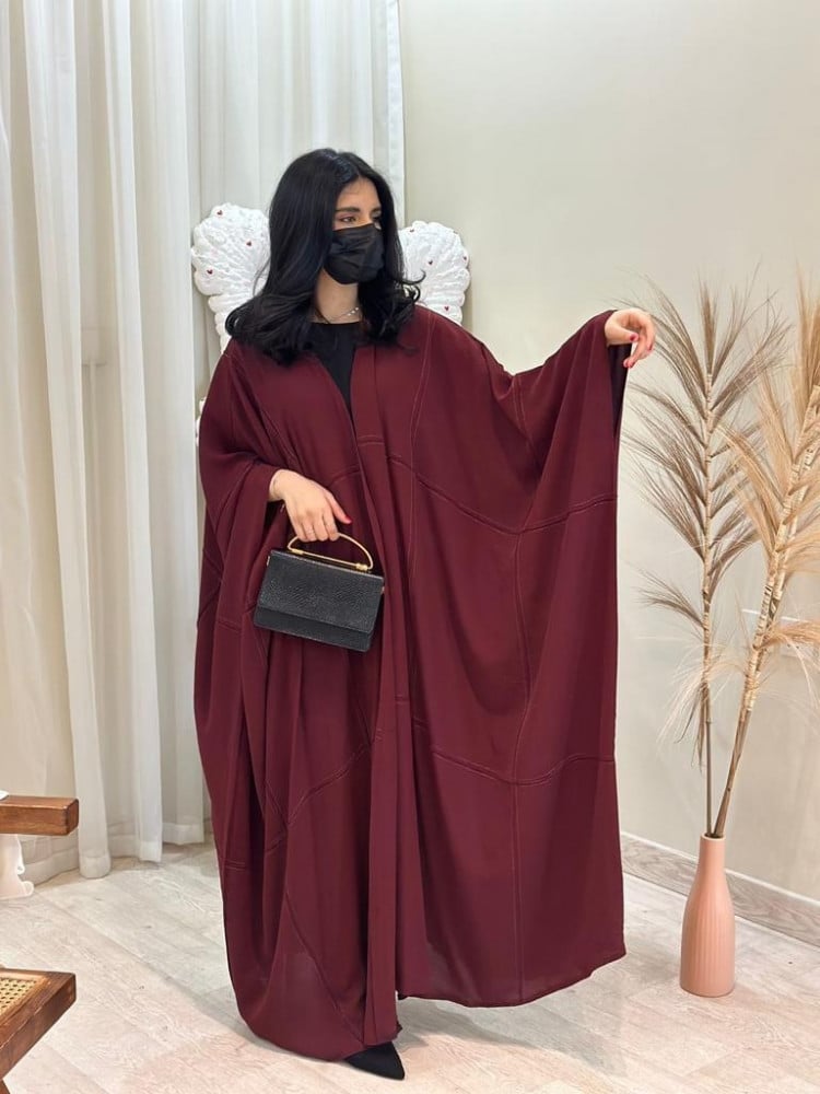 مارينا للعبايات - عباية بشت عنابي - الصورة 2