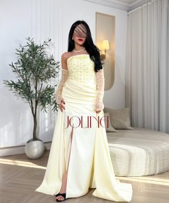 جولينا - فستان سهرة اصفر فاتح