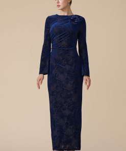 اكتان - فستان كحلي ماكسي مخمل