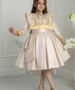 لورا فاشن - فستان أطفال بيج بتطريز تراثي أنيق