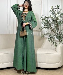 جولينا  - جلابية بلون اخضر قطعتين