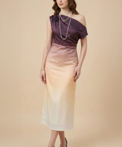 اكتان - فستان ميدي بكتف واحد