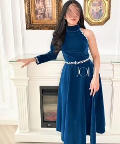 Alternative view of جولينا - فستان ميدي جوخ تركوازي بالفصوص