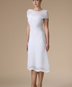 Alternative view of اكتان - فستان ابيض ميدي تريكو