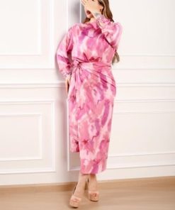 أوبرا فاشن - فستان مشجر لف زم ع الخصر